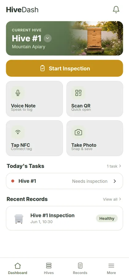 HiveDash dashboard